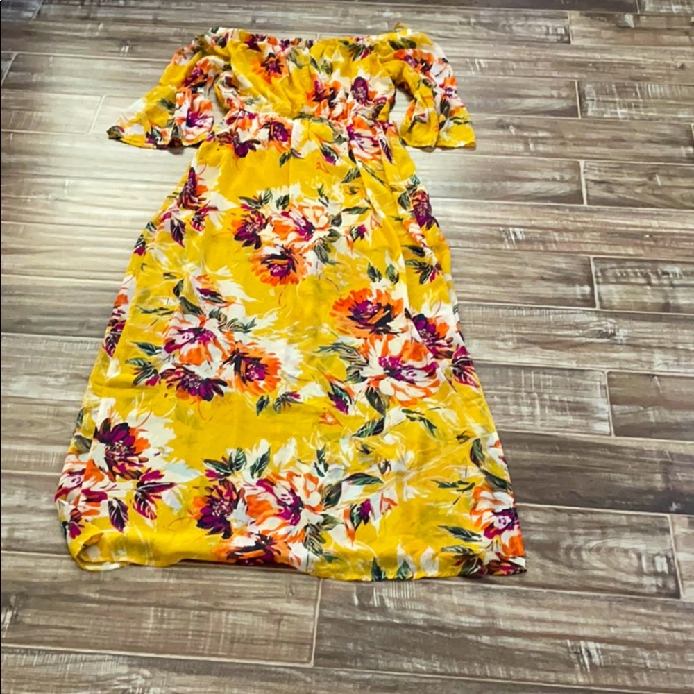 maxi off the shoulder dress with floral print